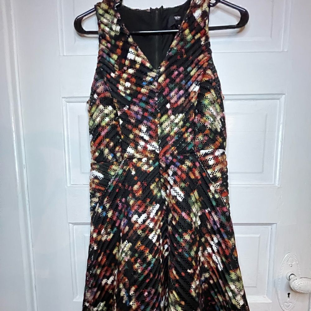 Massimo Colorful Chevron Skater Dress w/ Exposed Zipper